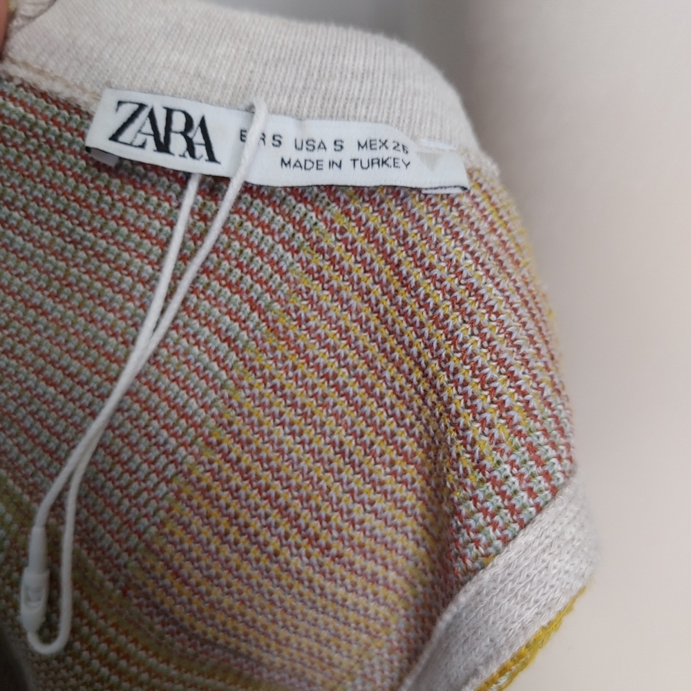 Zara Multicolor Patchwork Cutout Mini Dress — Sage, Mustard, Rust, Sky - Picture 12 of 16